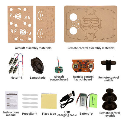 2.4g Απομακρυσμένο Ελεγχόμενο Quadcopter Set Bemay Toy Wooden Assemble Εκπαιδευτικό Rc Drone Kit